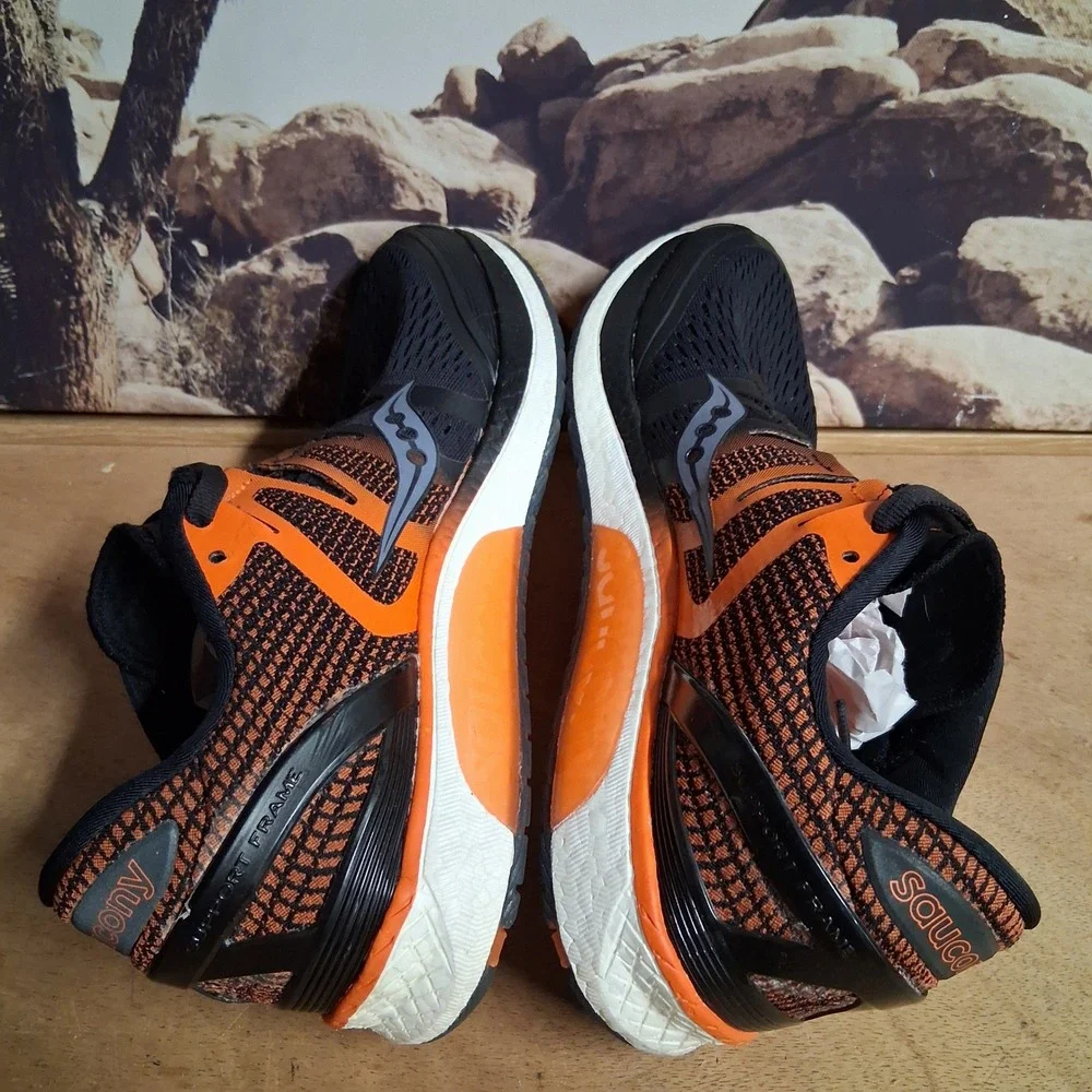 Saucony Liberty ISO Mens Running Shoes Black Orange EVERUN Stability Sz 8